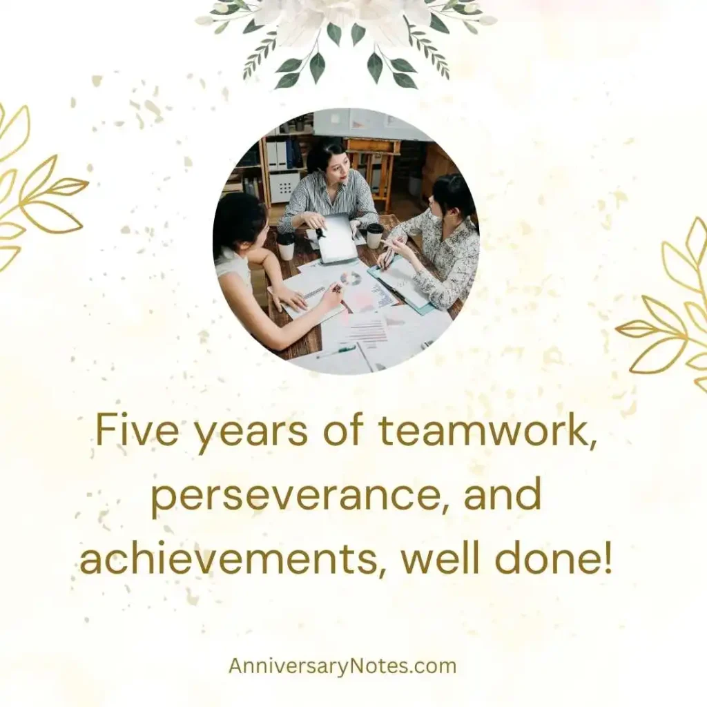 5 Year Work Anniversary Messages